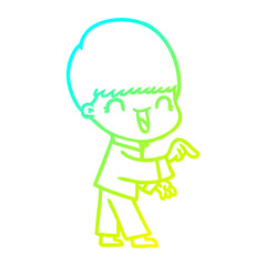 cold gradient line drawing happy cartoon boy