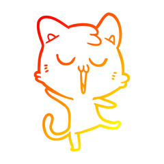 warm gradient line drawing cartoon cat singing