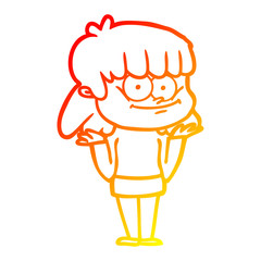 warm gradient line drawing cartoon smiling woman