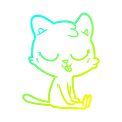 Obraz premium cold gradient line drawing cartoon cat