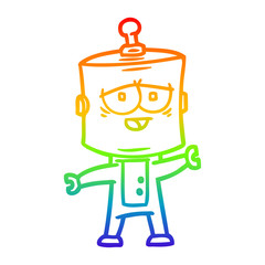 rainbow gradient line drawing cartoon robot