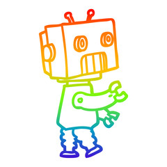 rainbow gradient line drawing cartoon robot