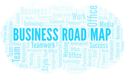 Obraz premium Business Road Map word cloud. Collage made with text only.