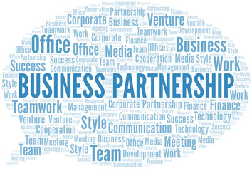 Business Partnership word cloud. Collage made with text only.