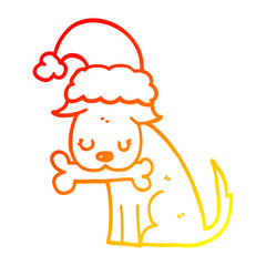 warm gradient line drawing cute christmas dog