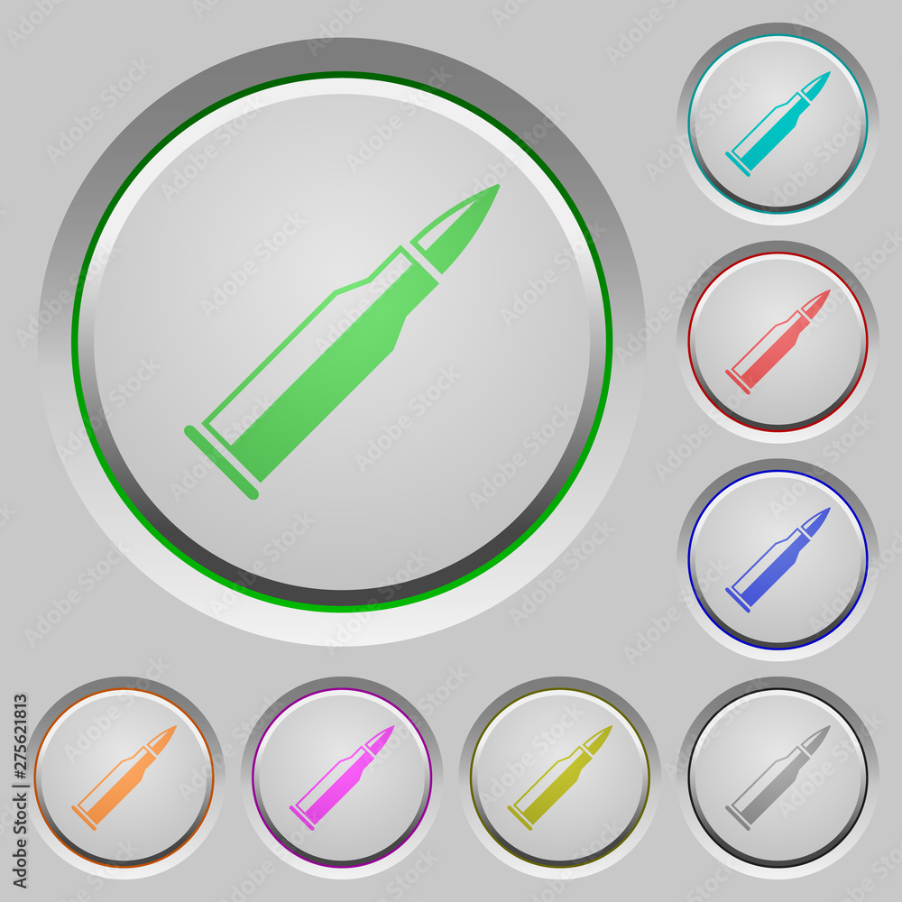 Poster bullet rifle ammo with gloss push buttons
