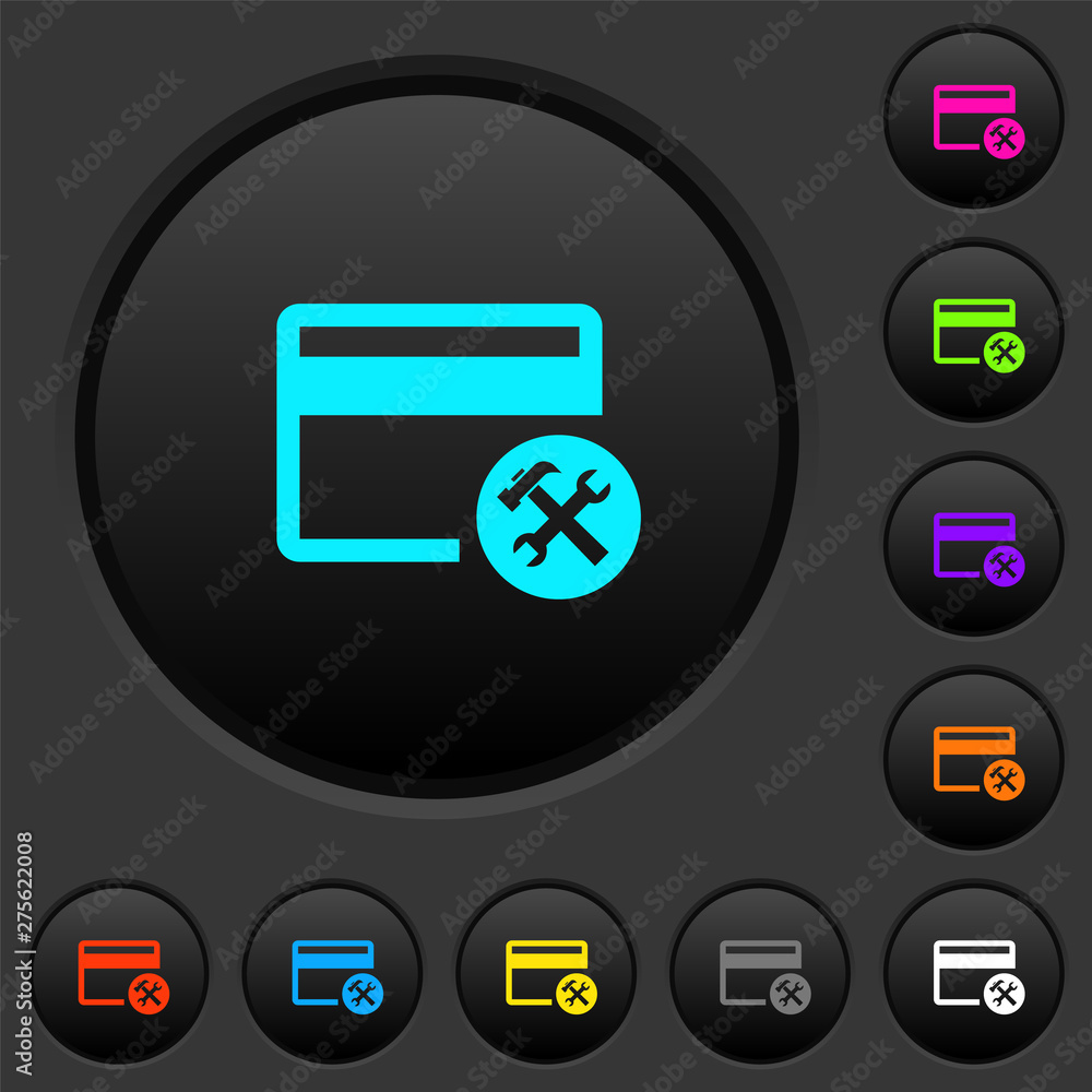 Poster credit card tools dark push buttons with color icons