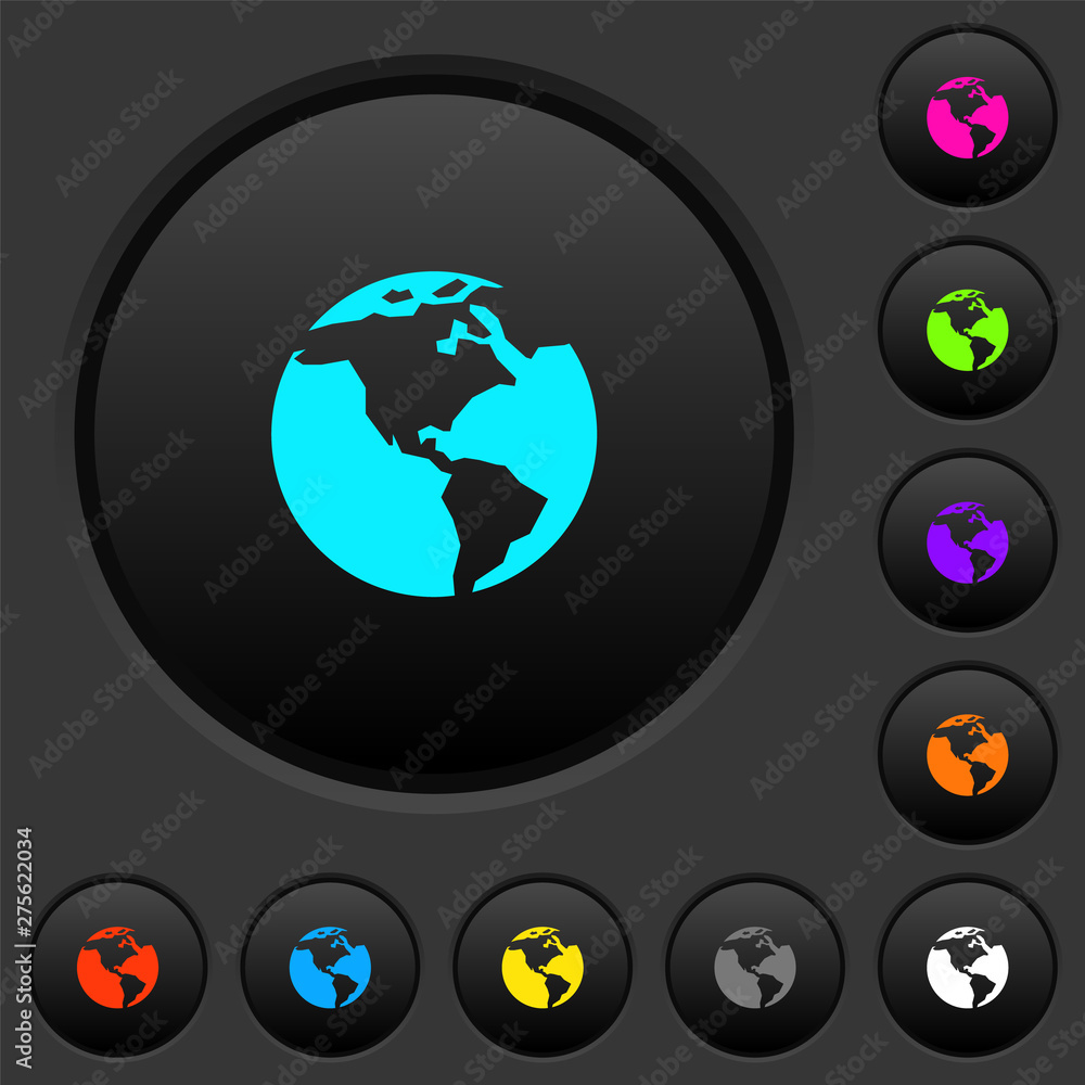 Poster earth dark push buttons with color icons