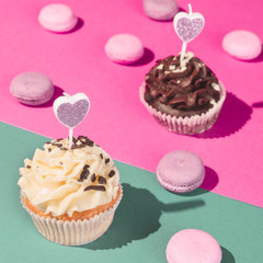 Cupcakes and macarons