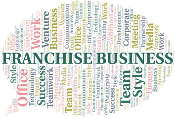 Franchise Business word cloud. Collage made with text only.