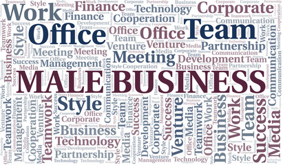 Male Business word cloud. Collage made with text only.