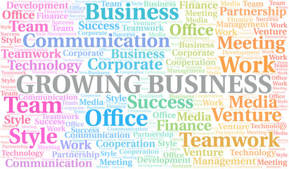 Fototapeta premium Growing Business word cloud. Collage made with text only.