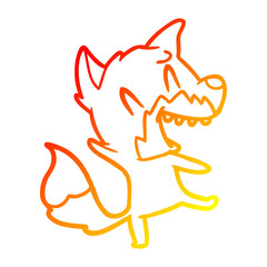 warm gradient line drawing laughing fox cartoon