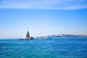 Fototapeta premium Maidens Tower located in Istanbul, Turkey.