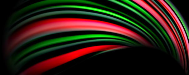 Fluid color waves with light effects, vector abstract background