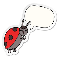 cute cartoon ladybug and speech bubble sticker