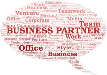 Business Partner word cloud. Collage made with text only.