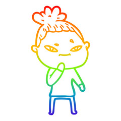 rainbow gradient line drawing cartoon woman