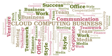 Fototapeta premium Cloud Computing Business word cloud. Collage made with text only.