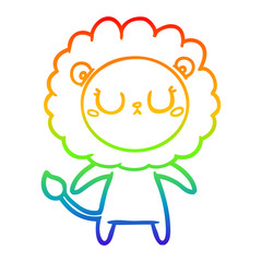 rainbow gradient line drawing cartoon lion