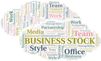 Fototapeta premium Business Stock word cloud. Collage made with text only.