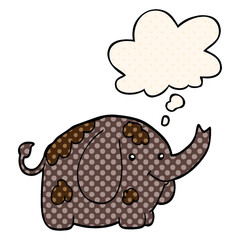 cartoon elephant and thought bubble in comic book style