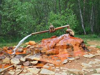 Therapeutic spring with mineral water Narzan Caucasian ridge. High concentration of iron gives it...