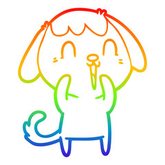 rainbow gradient line drawing cute cartoon dog