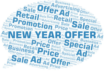 Fototapeta premium New Year Offer word cloud. Wordcloud made with text only.