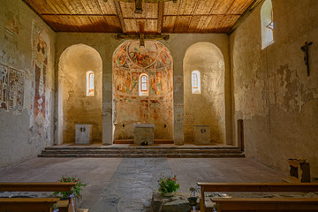 Innenraum der Kirche von Mistail, Alvaschein, Graubünden, Schweiz