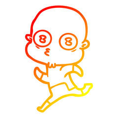 warm gradient line drawing cartoon weird bald spaceman