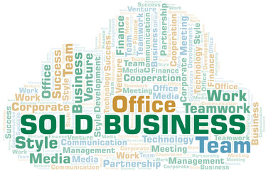 Sold Business word cloud. Collage made with text only.