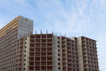Construction of high-rise buildings. House frames