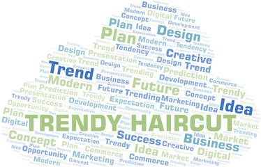 Trendy Haircut word cloud. Wordcloud made with text only.