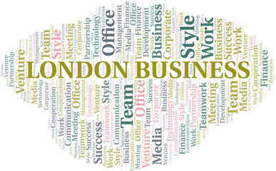 Fototapeta premium London Business word cloud. Collage made with text only.