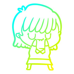 cold gradient line drawing cartoon woman