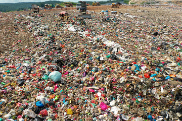 Plastic pollution crisis. Huge landfill garbage dump in Malaysia  © Richard Carey