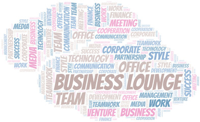 Fototapeta premium Business Lounge word cloud. Collage made with text only.