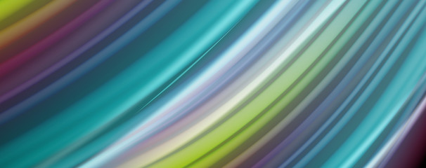 Modern rainbow liquid color flow colorful poster. Wave Liquid shape in black color background. Abstract composition