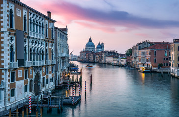 Architecture of Venice, Italy at sunrise. Travel background.