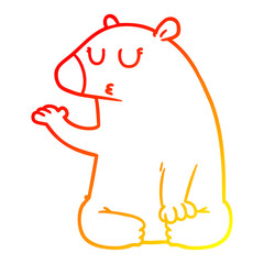 warm gradient line drawing cartoon polar bear