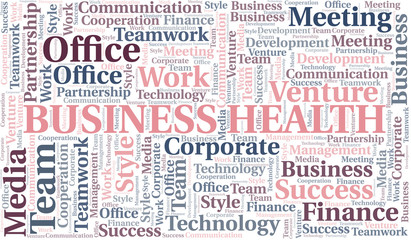 Fototapeta premium Business Health word cloud. Collage made with text only.