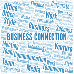Business Connection word cloud. Collage made with text only.