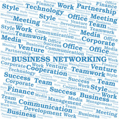 Business Networking word cloud. Collage made with text only.