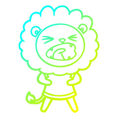 cold gradient line drawing cartoon lion