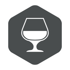  Icono plano copa coñac en hexágono color gris