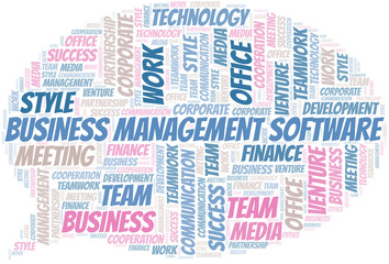 Obraz premium Business Management Software word cloud. Collage made with text only.