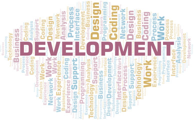 Fototapeta na wymiar Development word cloud. Wordcloud made with text only.
