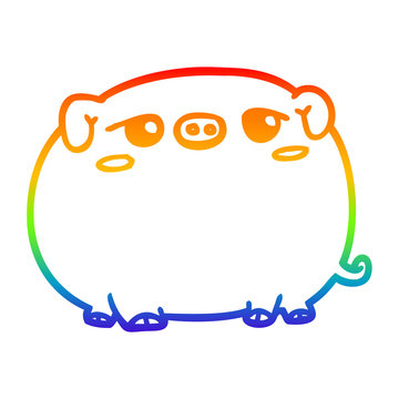 recommend clip art: rainbow gradient line drawing cute cartoon pig
