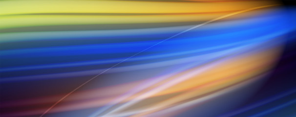 Abstract wave lines fluid rainbow style color stripes on black background. Artistic illustration for presentation, app wallpaper, banner or poster